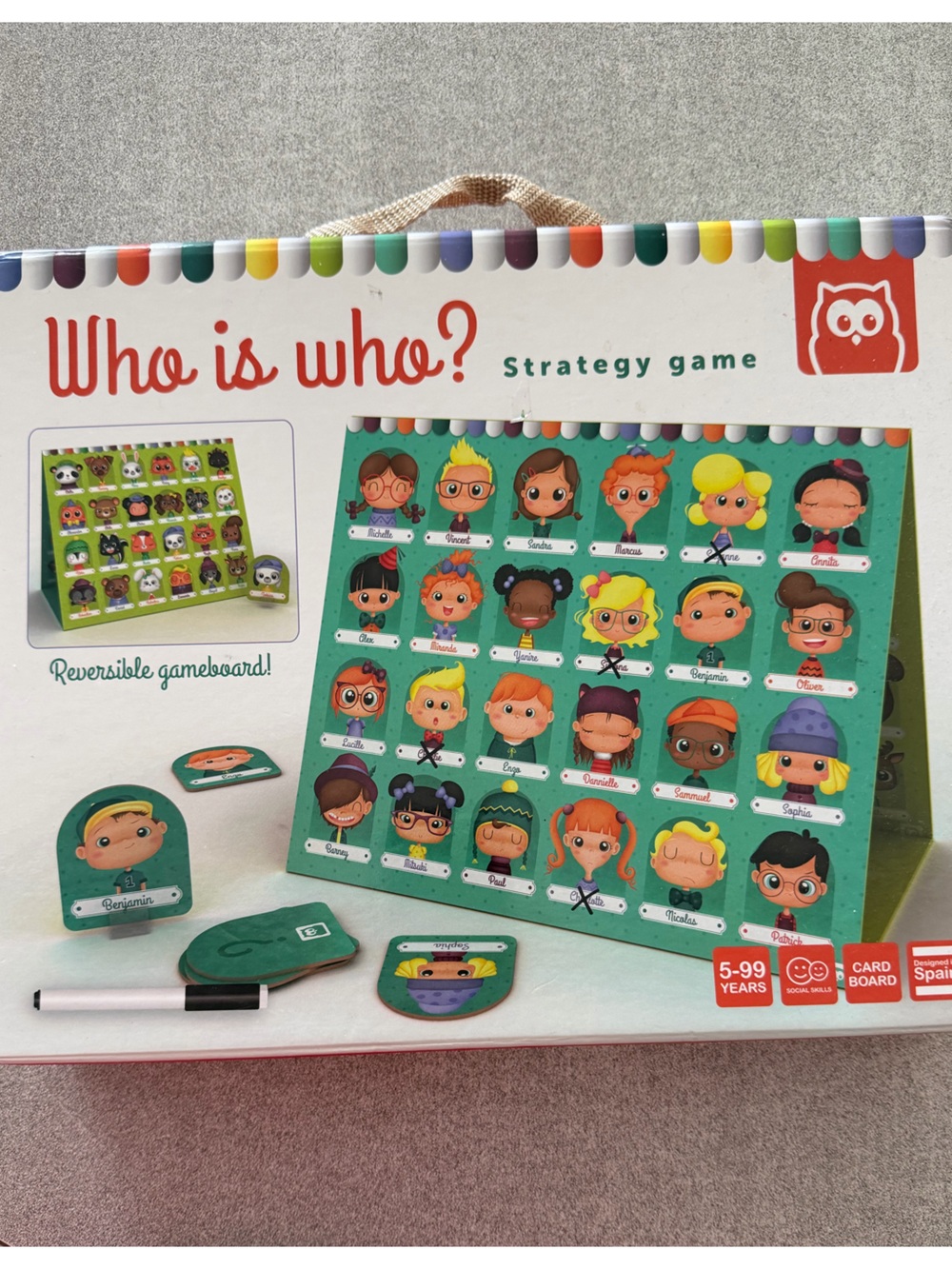 Who is Who? Kids Strategy Game Green Character Board Educational Oral Language